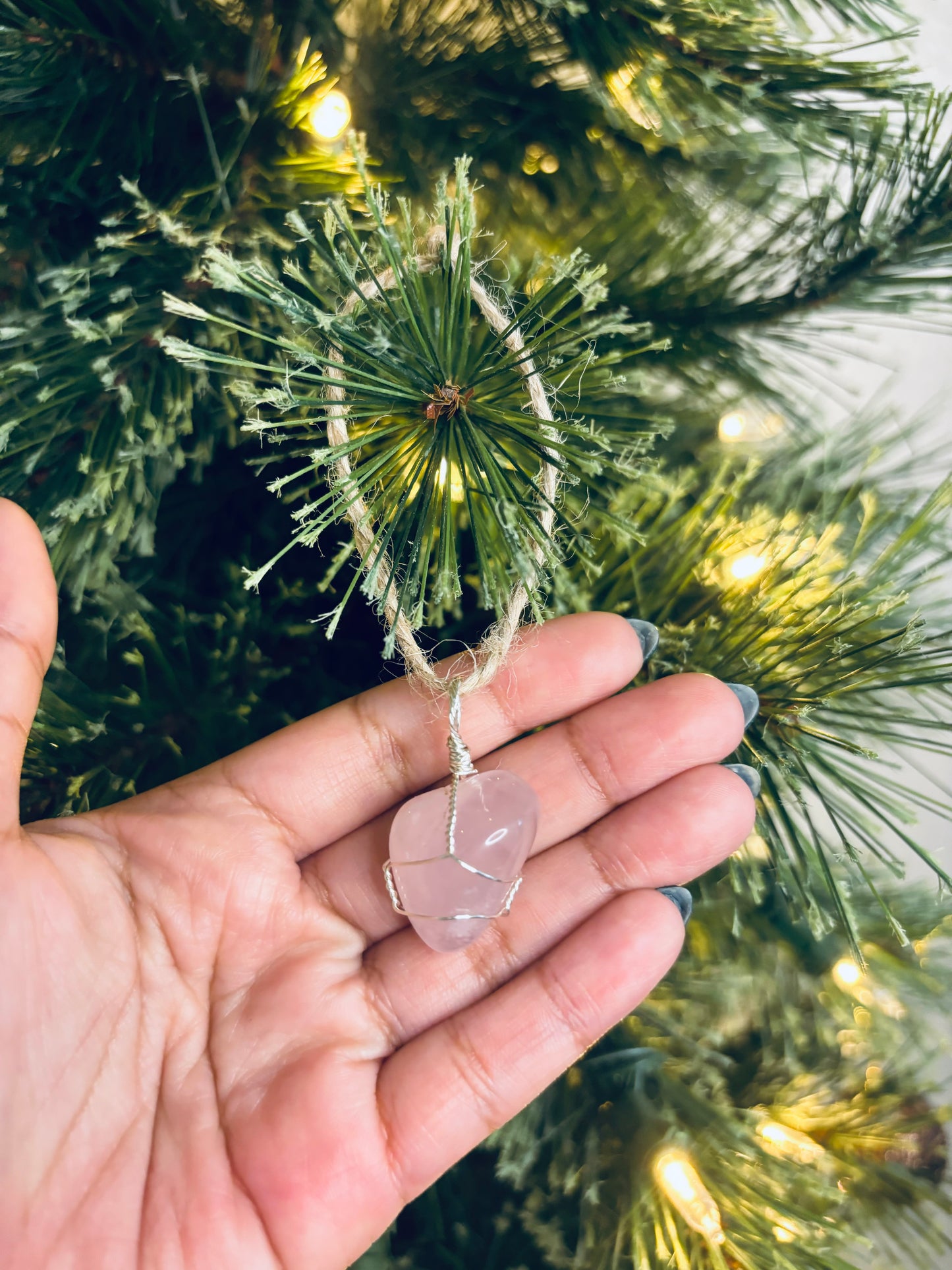 Rose Quartz Crystal Ornament