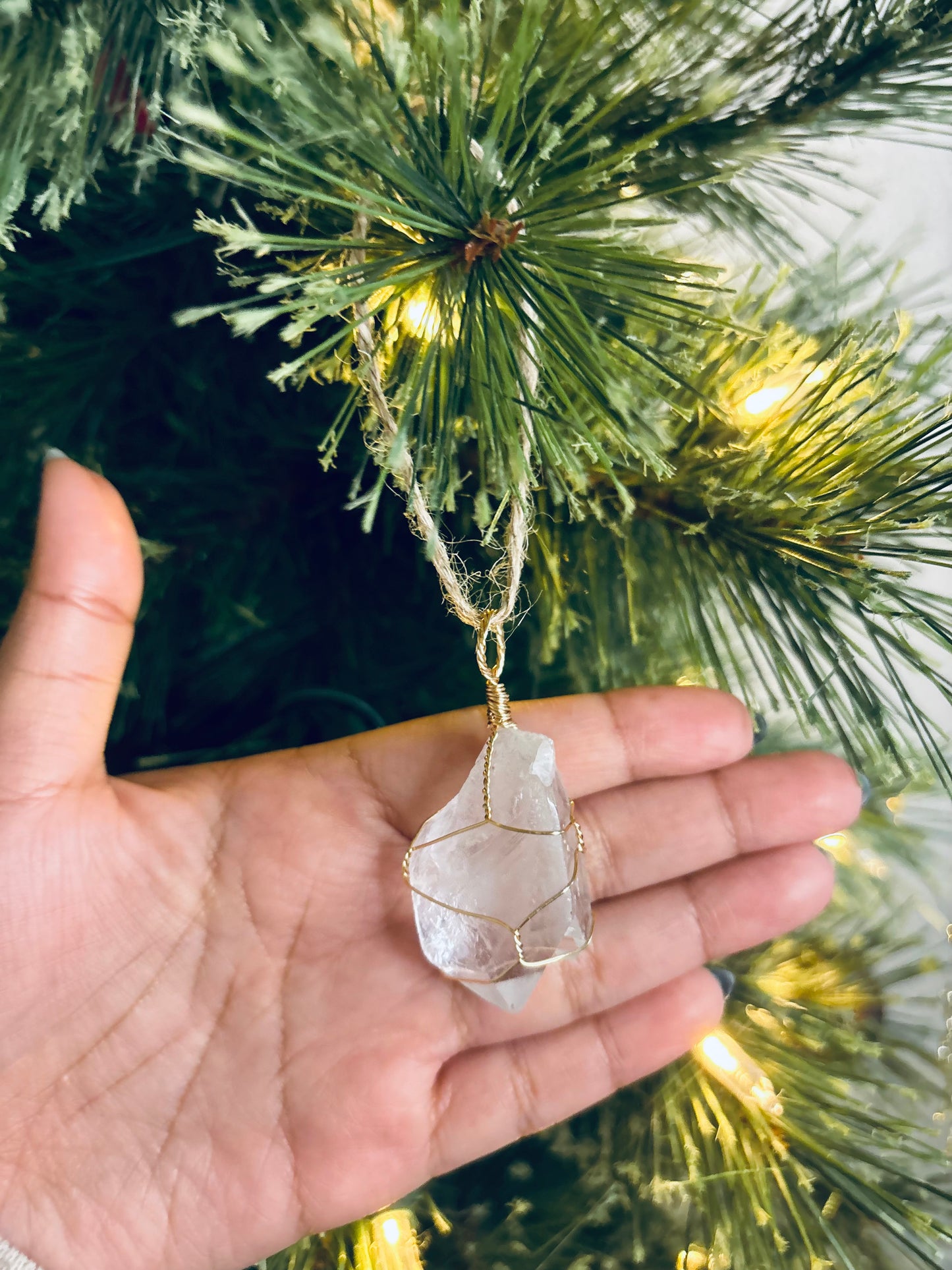 Clear Quartz Crystal Ornament
