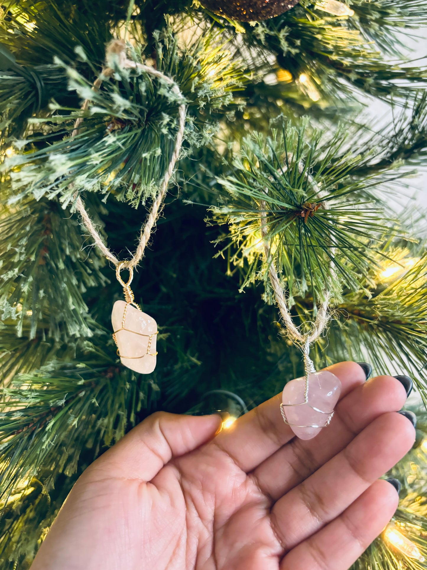 Rose Quartz Crystal Ornament