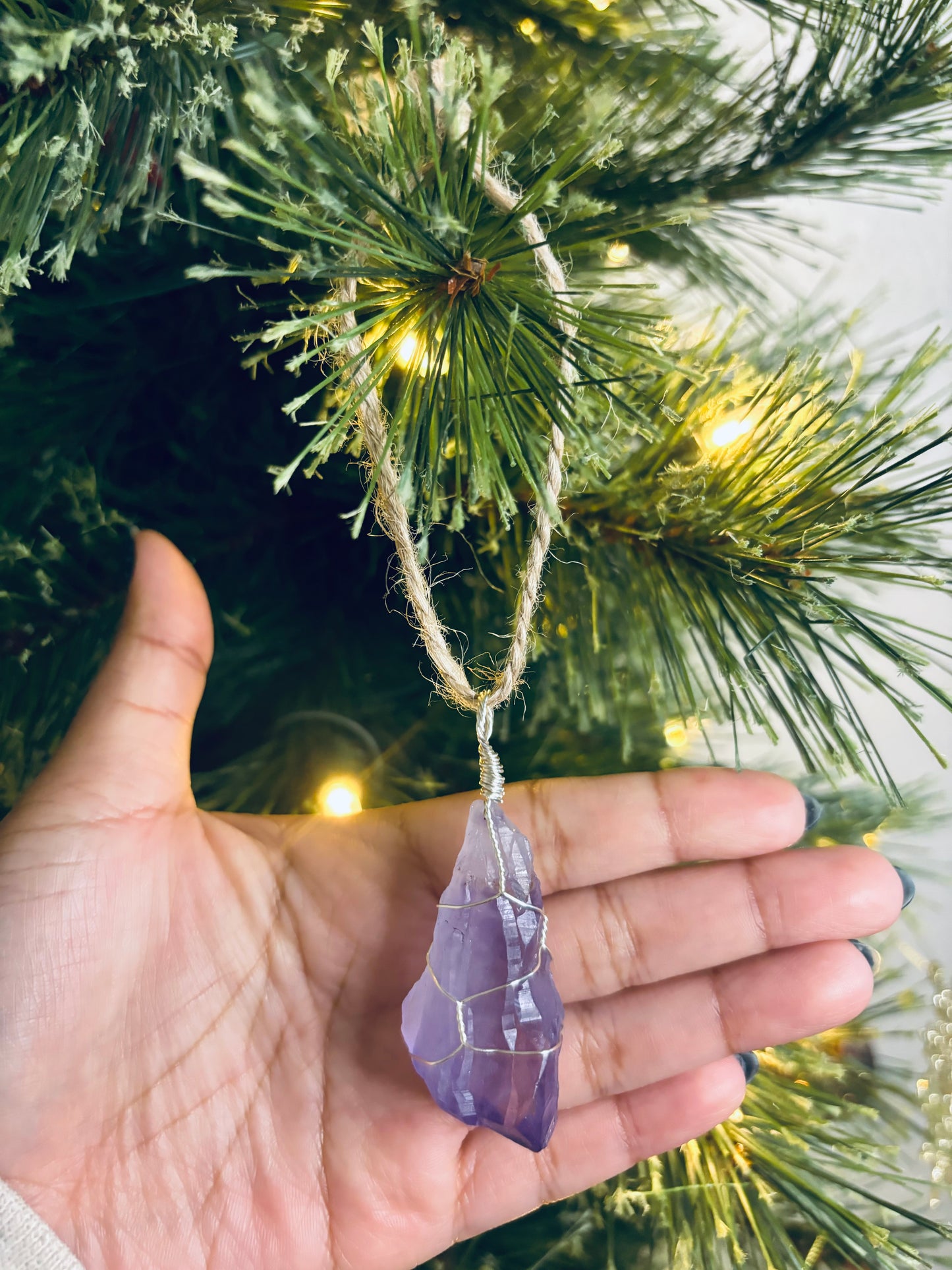 Raw Amethyst Crystal Ornament
