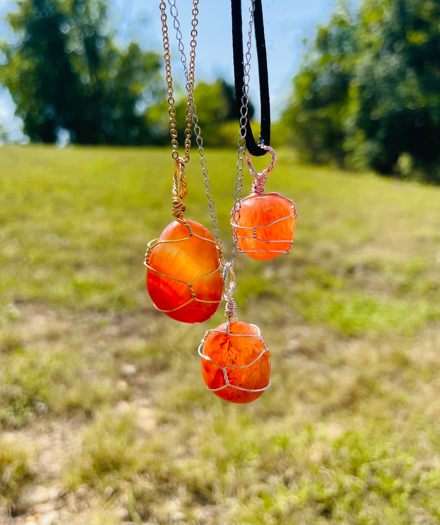 Tumbled Carnelian Crystal Necklace - Custom