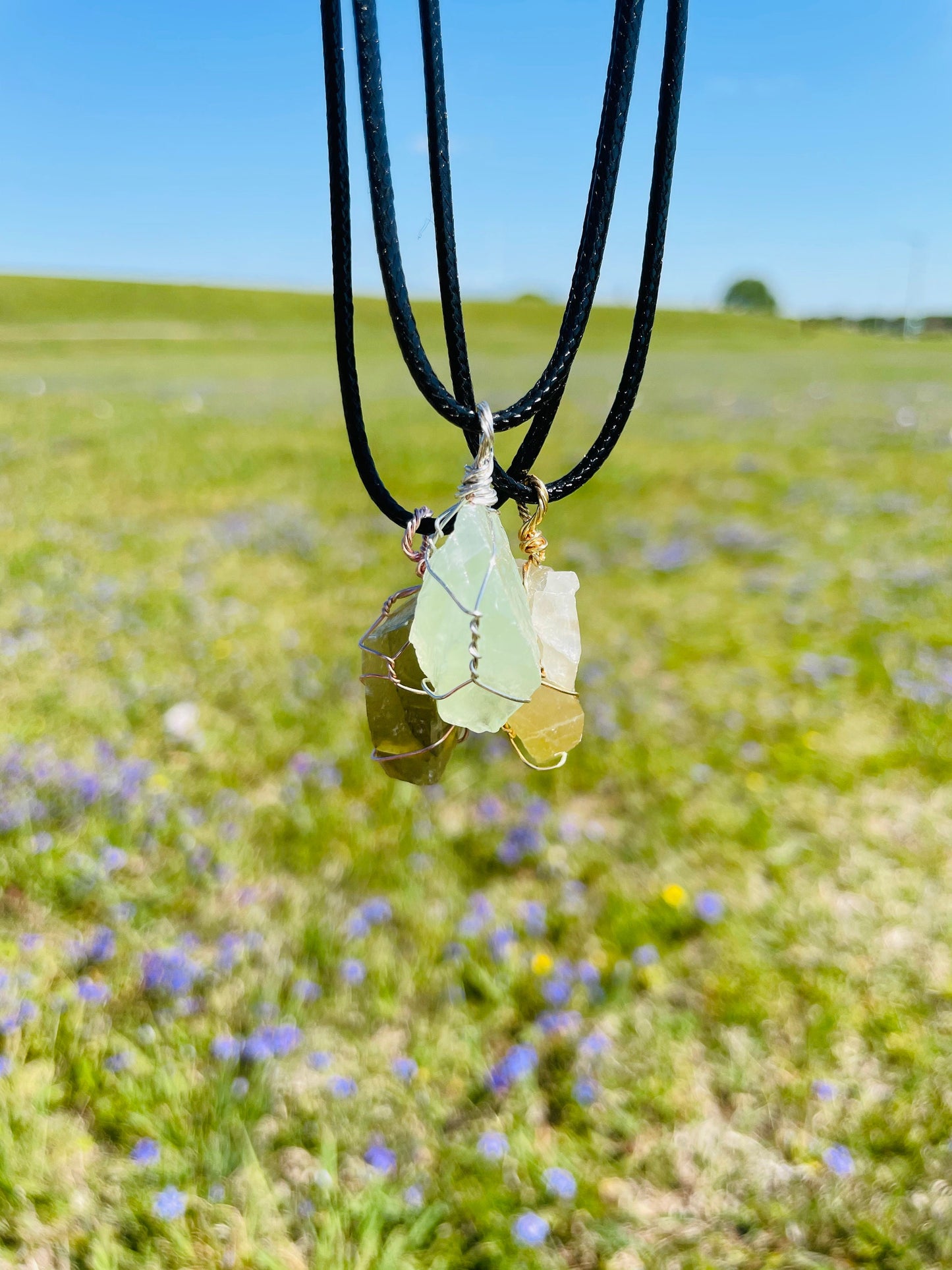 Raw Green Calcite Crystal Necklace - Custom