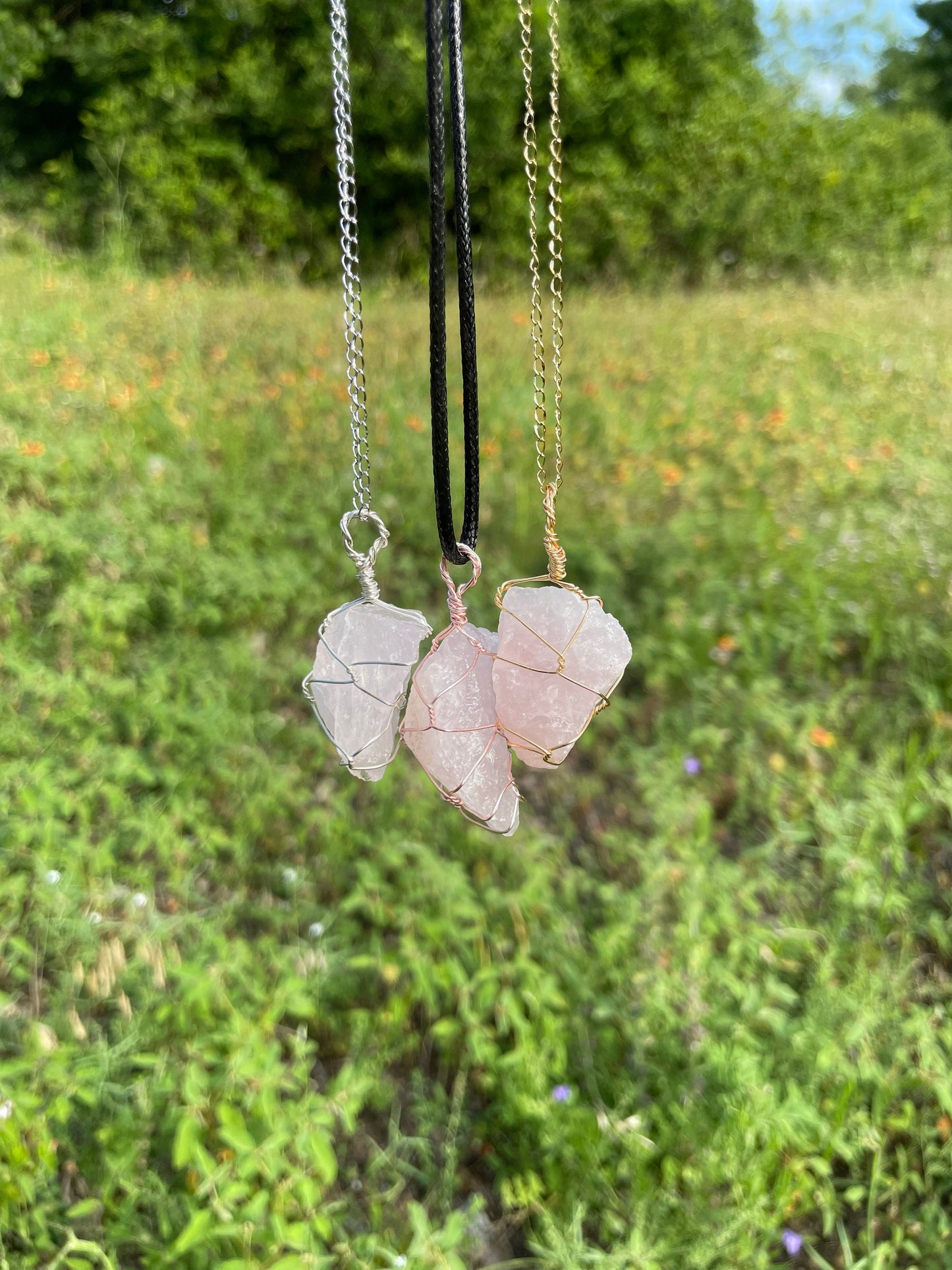 Raw Rose Quartz Necklace - Custom
