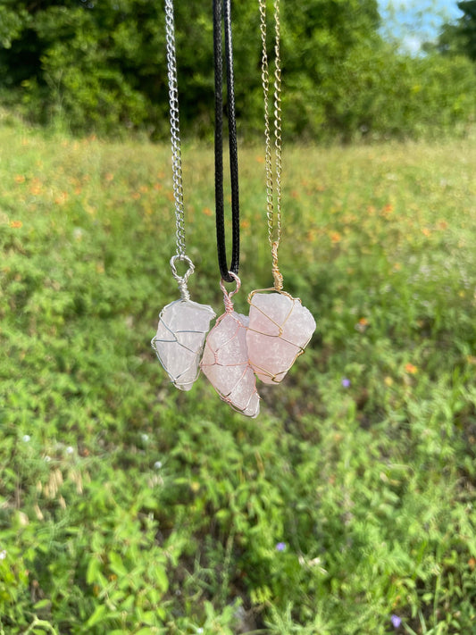 Raw Rose Quartz Necklace - Custom