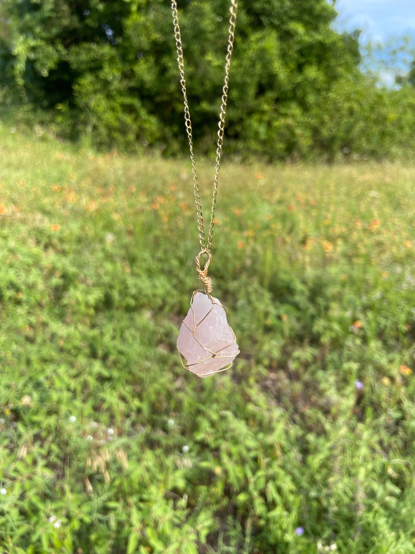 Raw Rose Quartz Necklace - Custom