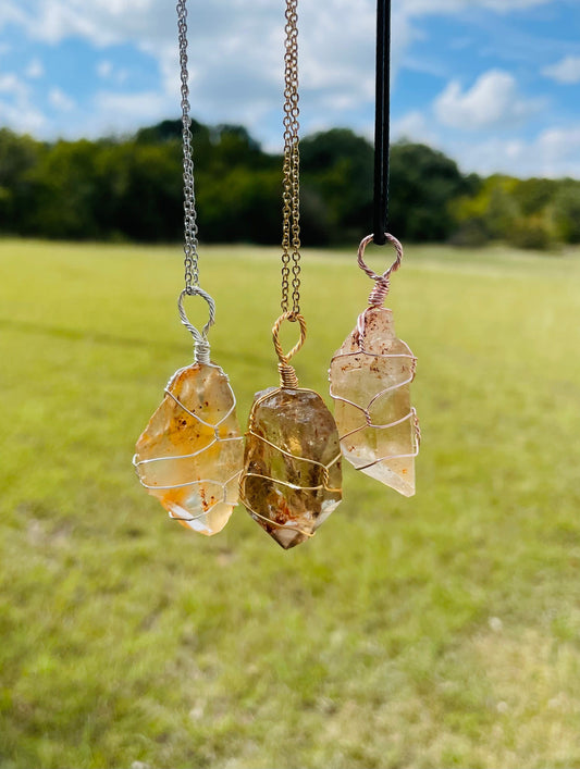 Natural Citrine Crystal Necklace - Custom