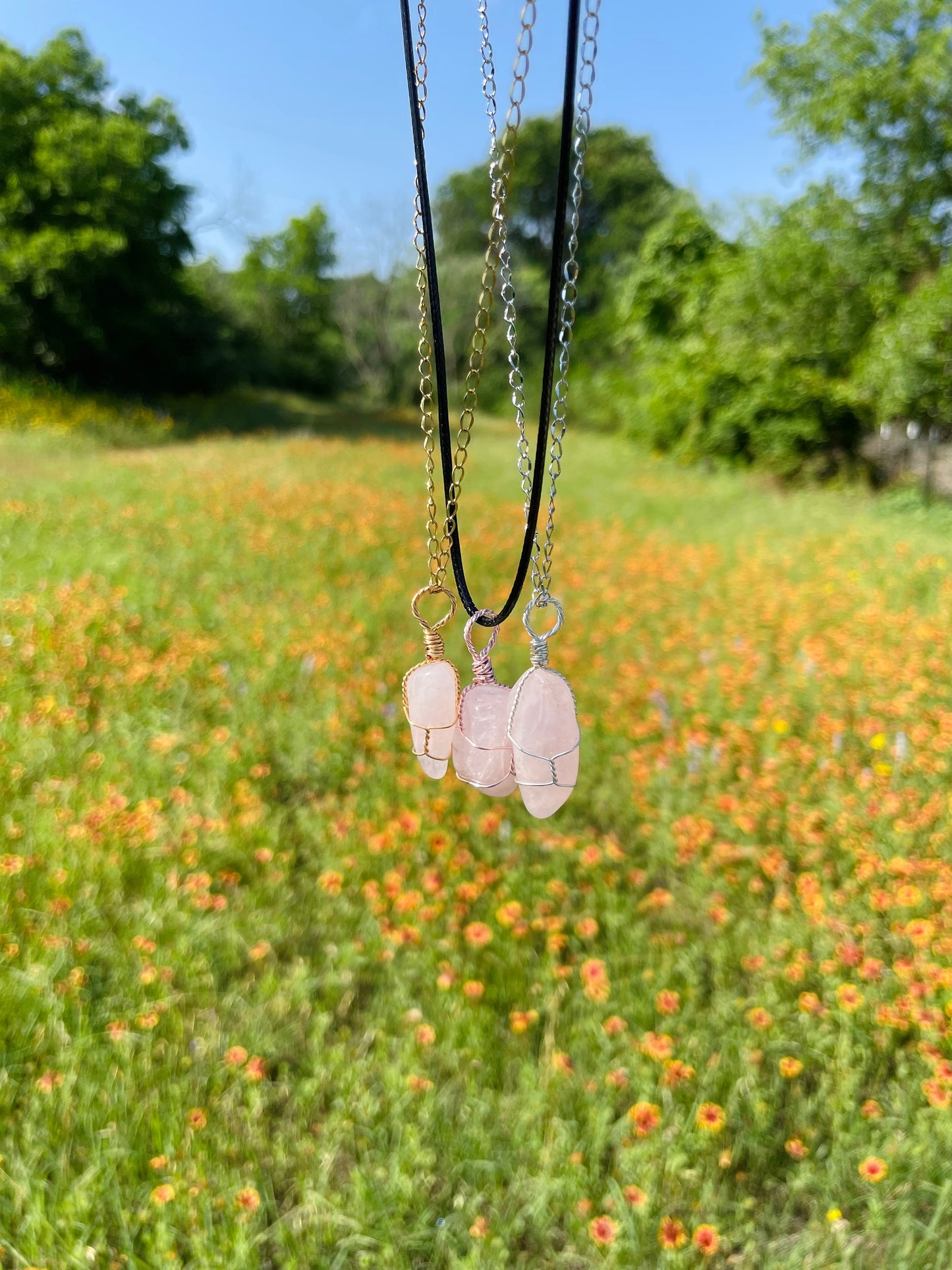 Tumbled Rose Quartz Crystal Necklace - Custom