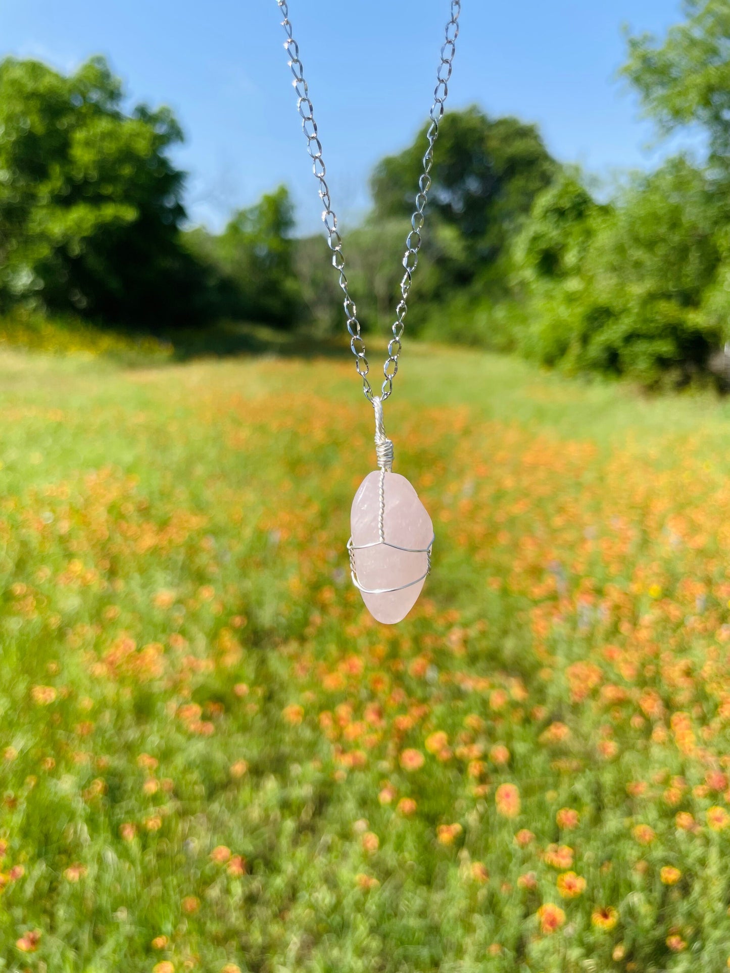 Tumbled Rose Quartz Crystal Necklace - Custom