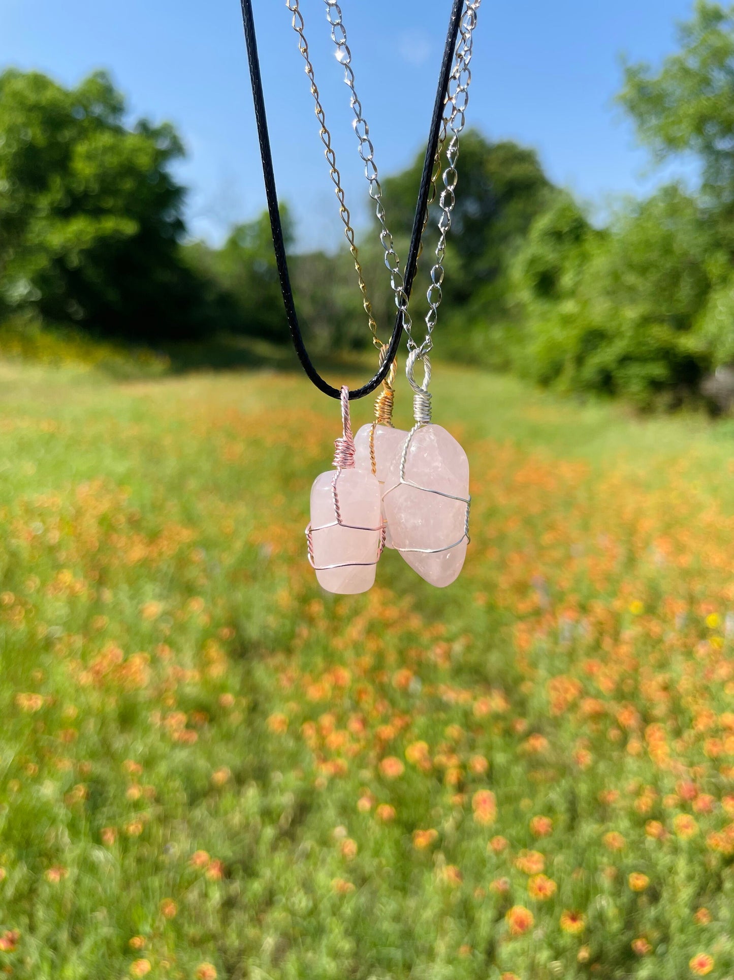 Tumbled Rose Quartz Crystal Necklace - Custom
