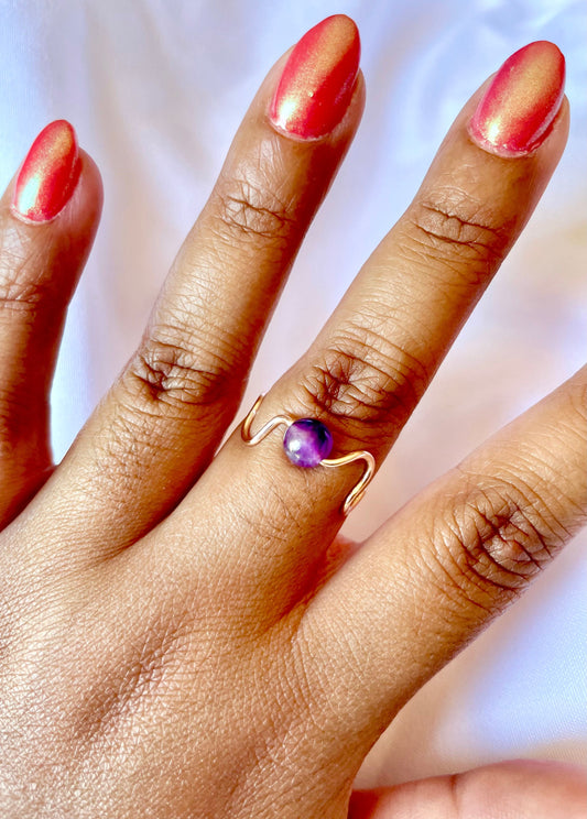 Amethyst Adjustable Wavy Ring