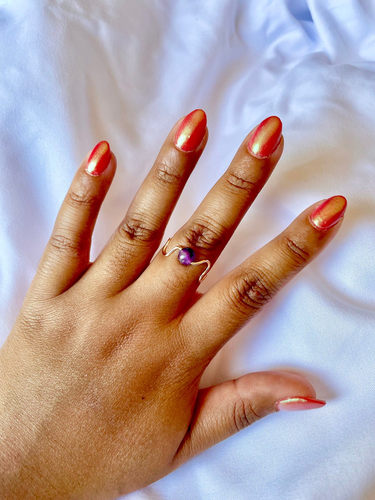 Amethyst Adjustable Wavy Ring