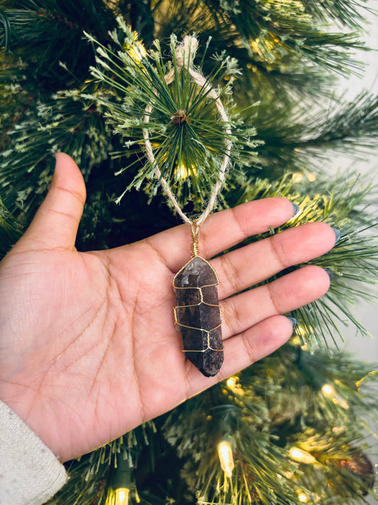 Smokey Quartz Crystal Ornament