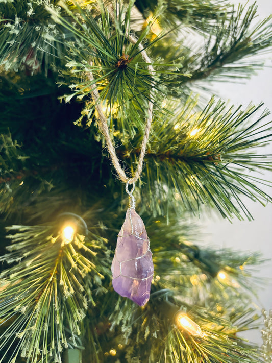 Raw Amethyst Crystal Ornament