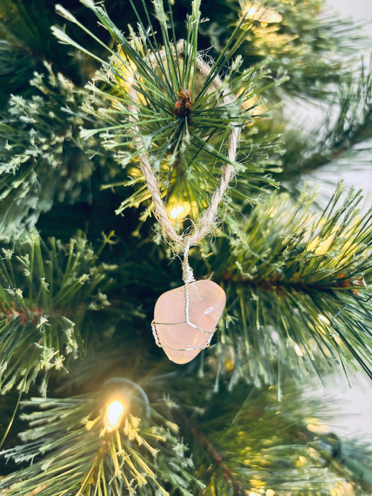 Rose Quartz Crystal Ornament