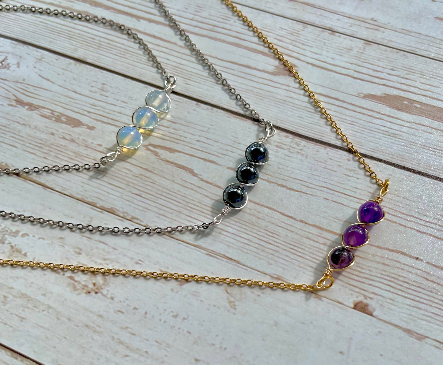 Horizontal Triple Braid Crystal Necklace - Custom