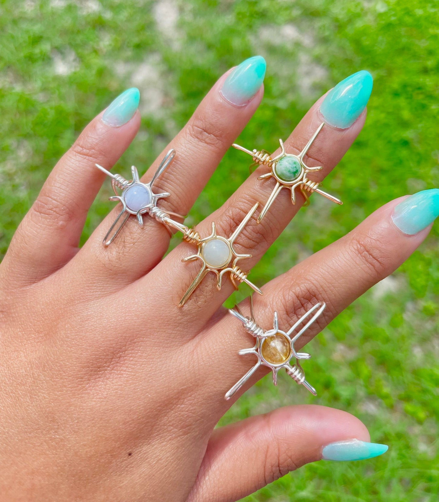 Crystal Sun and Moon Ring Set - Custom