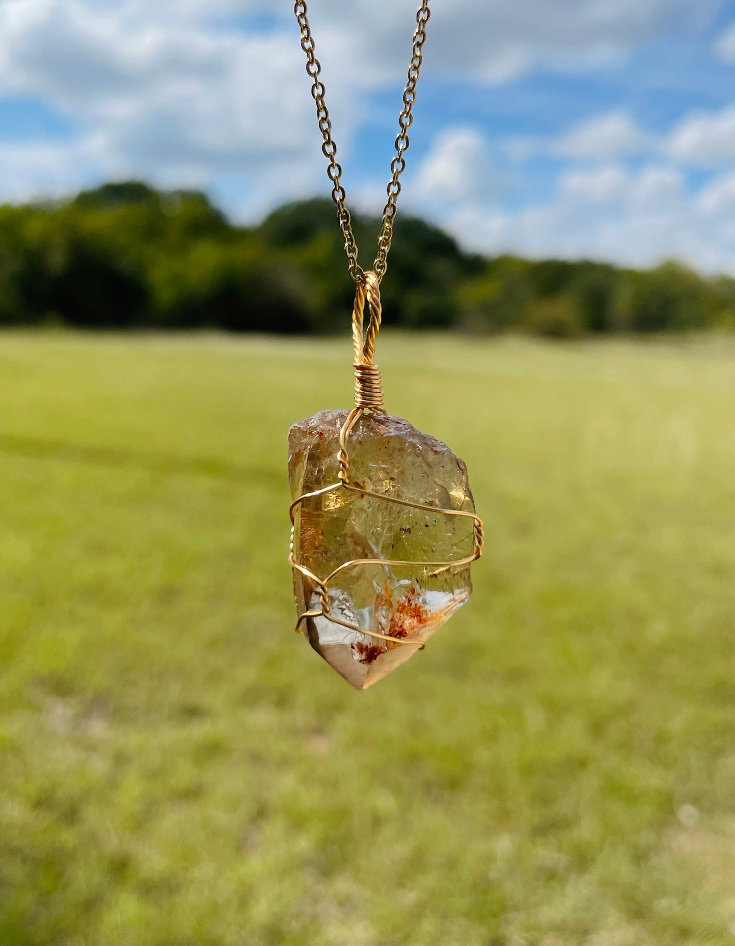 Natural Citrine Crystal Necklace - Custom